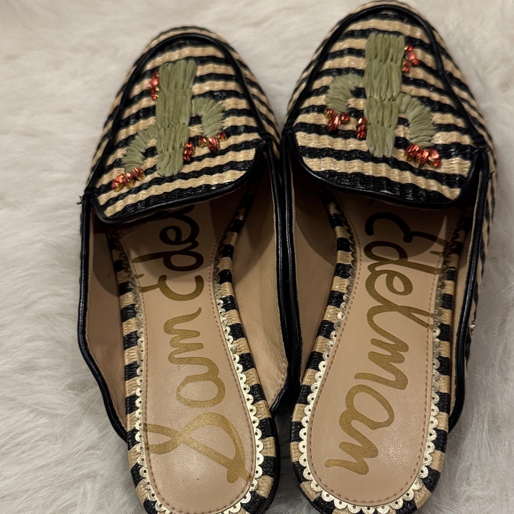 Sam Edelman Women Jillian Embroidered Mule Loafers 2000’s Size 8 1/2 pre-owned - Picture 9 of 9